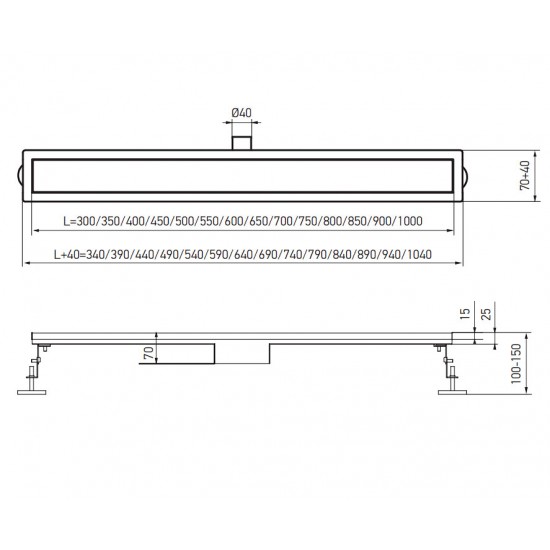 Душевой трап из нержавеющей стали SUS304 Koer FD29-70x900 AC0626