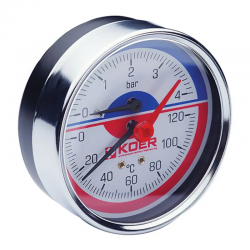 Манометр аксиальный KOER KM.812A 0-4 bar D 80мм 1/4-1/2 KR0221