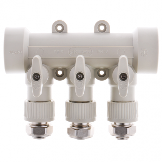 Коллектор распределительный 3-way с фитингом 40x20 PPR Koer K0191.PRO KP2556 Коллектор распределительный 3-way с фитингом 40x20 PPR Koer K0191.PRO KP2556