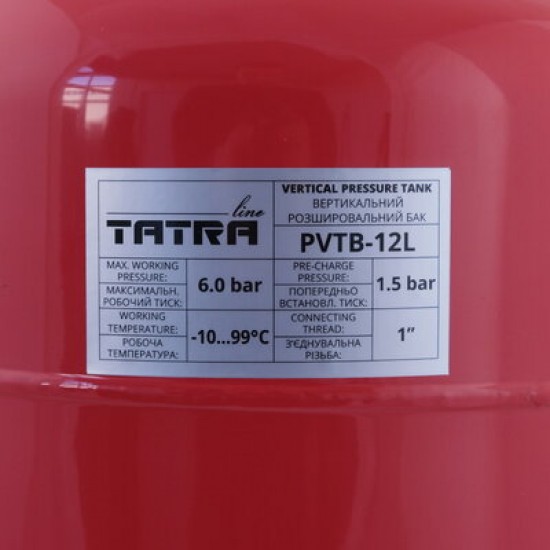 Расширительный бак для систем отопления вертикальный 12л 3/4 TATRA-Line VT12 58361 Расширительный бак для систем отопления вертикальный 12л 3/4 TATRA-Line VT12 58361