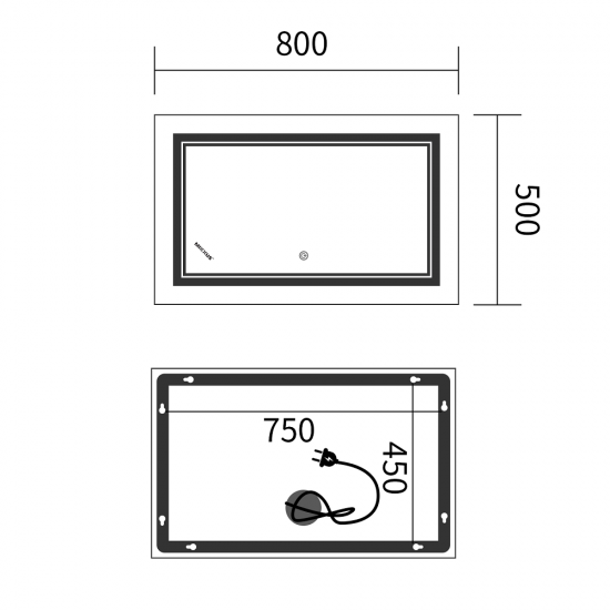 Зеркало LED (подсветка часы антизапотивание) MIXXUS QUADRO MR20-50x80-Reverse MP6620 Зеркало LED (подсветка часы антизапотивание) MIXXUS QUADRO MR20-50x80-Reverse MP6620