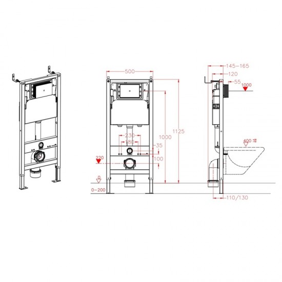 Инсталяция для подвесного унитаза KOER KT-0408 500х165х1125мм (без панели смыва) KR6119 Инсталяция для подвесного унитаза KOER KT-0408 500х165х1125мм (без панели смыва) KR6119