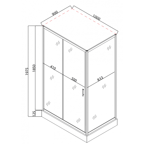 Душевая кабина с низким поддоном прозрачное стекло 5мм Mixxus HARD SCT01-100x90x198-TR CHROME MI6909