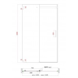 Двери в нишу раздвижные Koer SR SD02-140x200-TR-01 прозоре скло Easy Clean 8мм хром KR5383 Двери в нишу раздвижные Koer SR SD02-140x200-TR-01 прозоре скло Easy Clean 8мм хром KR5383
