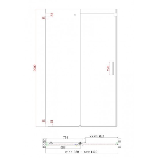 Двери в нишу раздвижные Koer SR SD02-140x200-TR-01 прозоре скло Easy Clean 8мм хром KR5383 Двери в нишу раздвижные Koer SR SD02-140x200-TR-01 прозоре скло Easy Clean 8мм хром KR5383