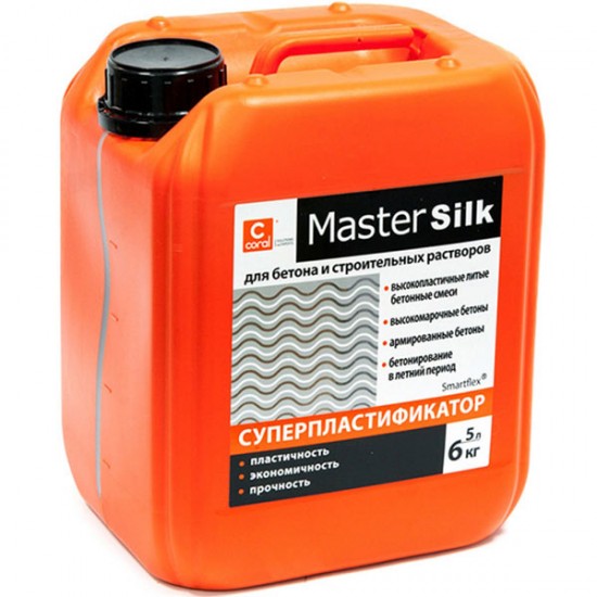 Суперпластификатор твердения бетона Coral Master Silk 10л Суперпластификатор твердения бетона Coral Master Silk 10л