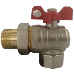 Кран шаровый 1/2 Solomon B1043 угловой усиленный с американкой Кран шаровый 1/2 Solomon B1043 угловой усиленный с американкой