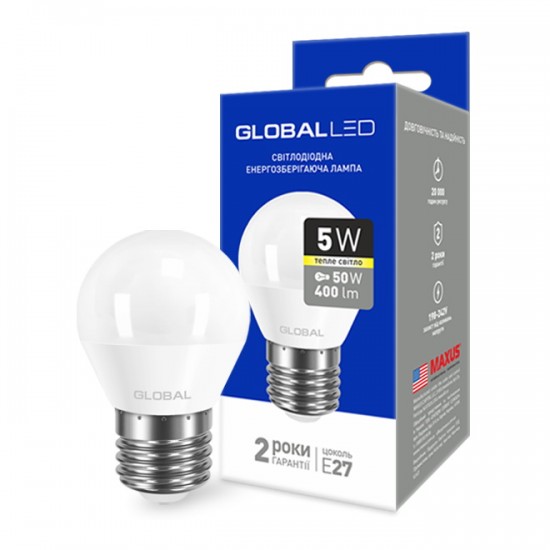 Лампа светодиодная 5W E27 Global 1-GBL-141 G45 F 3000K 220V AP