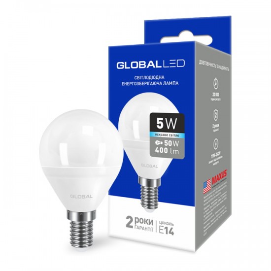 Лампа светодиодная 5W E14 Global 1-GBL-144 G45 F 4100K 220V AP