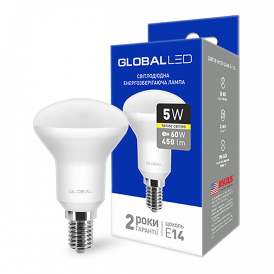 Лампа светодиодная 5W E14 Global 1-GBL-153 R50 3000K 220V