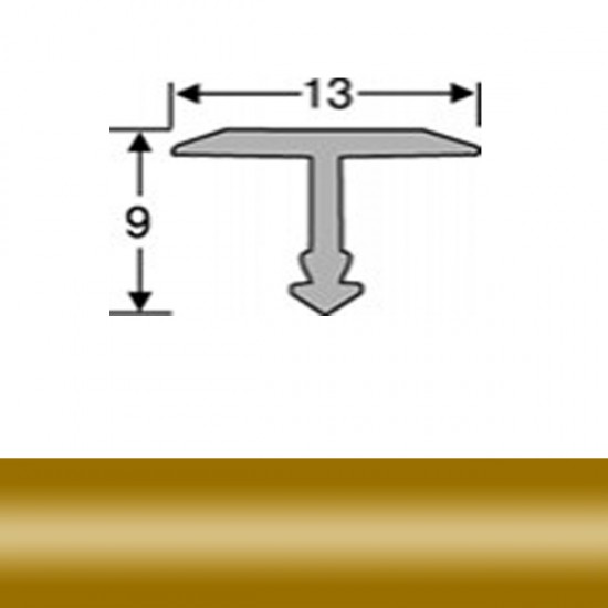 Уголок для плитки алюминиевый золото АТ-13G 5017 2,7м