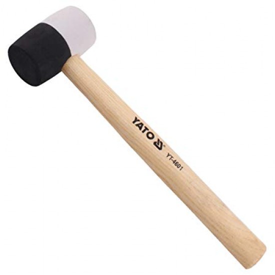 Киянка резиновая бело-черная двухслойная с деревянной ручкой 49мм 340 г YATO YT-4601