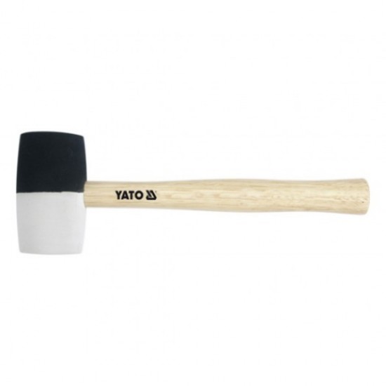 Киянка резиновая бело-черная  двухслойная с деревянной ручкой 50мм 370г Yato YT-4602