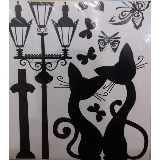 Декоративная наклейка на стену Label 2 Коты с фонарем