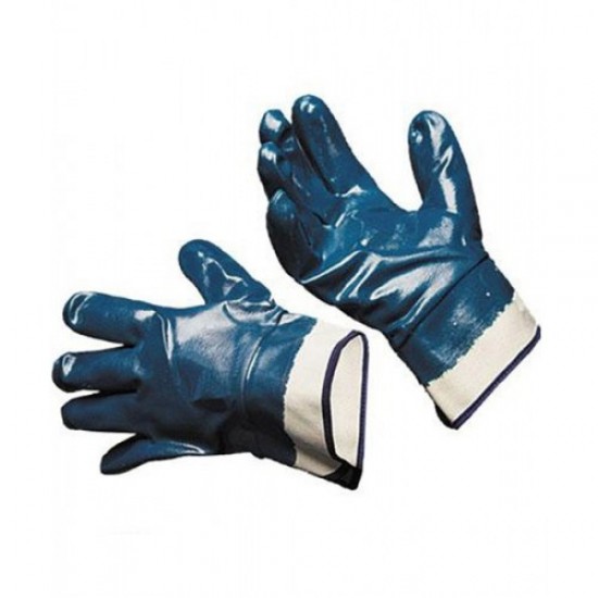 Перчатки Краги с нитриловым покрытием синие с манжетом размер 10 WERK