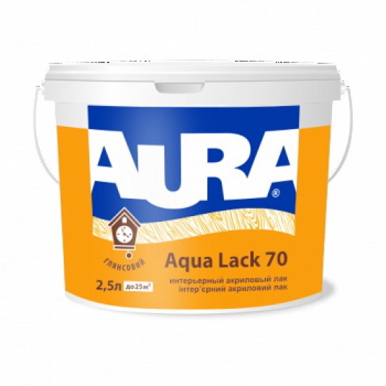 Акриловый лак Аура Aqua Lack 70 для внутренних работ панельный 2,5л глянец