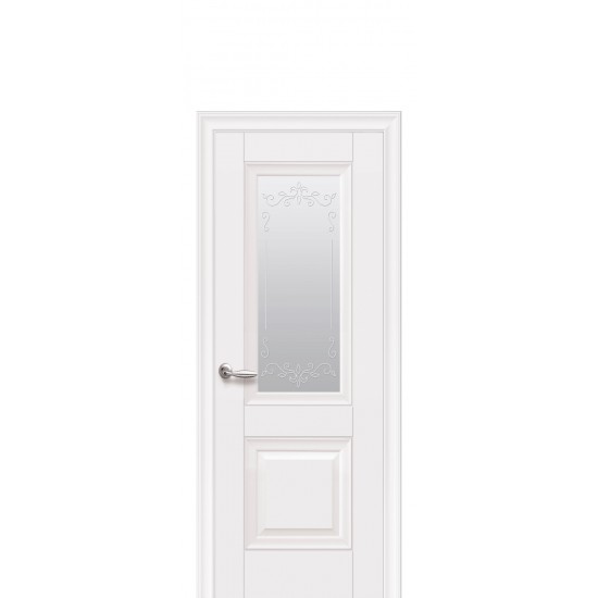 Двери Имидж (Элегант) Premium со стеклом сатин и рисунком Р2 Белый матовый