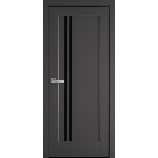 Дверь Делла (Ностра) Premium с черным стеклом Антрацит