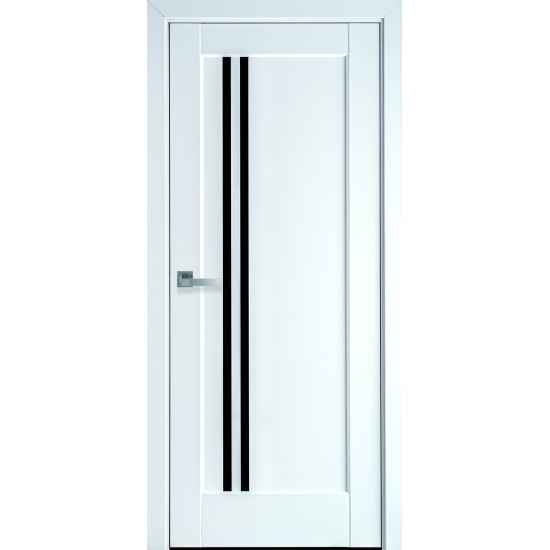 Дверь Делла (Ностра) Premium с черным стеклом Белый матовый