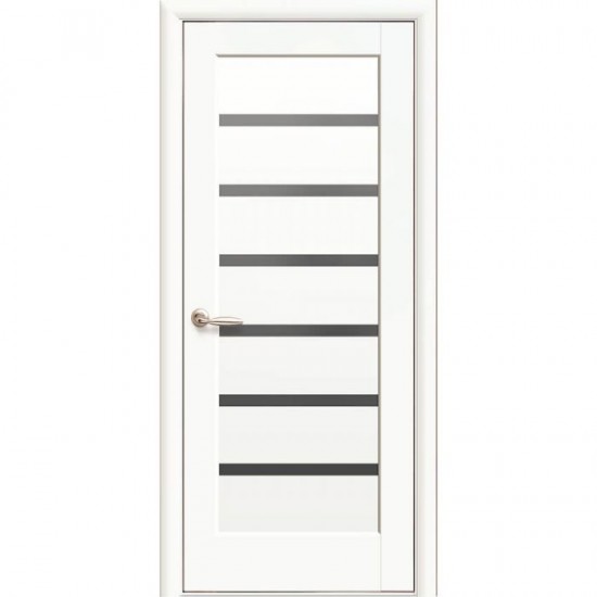 Дверь Линея (Ностра) Premium с черным стеклом Белый матовый