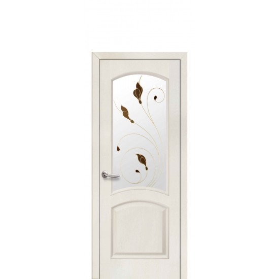 Дверь Антре (Интера) ПВХ ДеЛюкс со стеклом сатин+ рисунок Р3-Р4 цвет патина
