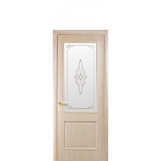 Дверь Вилла (Интера) ПВХ ДеЛюкс стекло сатин +рисунок Р1 цвет патина