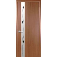 Дверь Злата (Квадра) ПВХ DeLuxe с зеркалом и рисунком Р1 Золотая Ольха
