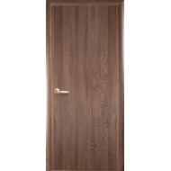 Дверь Сакура (Колори) ПВХ DeLuxe глухое с гравировкой Золотая ольха