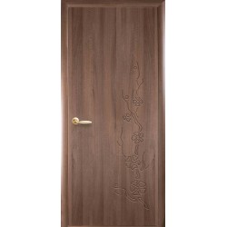 Дверь Сакура (Колори) ПВХ DeLuxe глухое с гравировкой Золотая ольха
