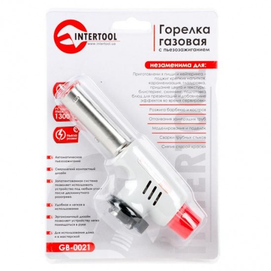 Горелка газовая пьезозажигание на регуляторе Intertool GB-0021 Горелка газовая пьезозажигание на регуляторе Intertool GB-0021