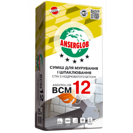 Клей для газобетона Anserglob (Ансерглоб) BCM12 25 кг